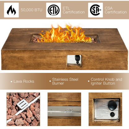 48 X 27 Inch Outdoor Gas Fire Pit Table 50,000 BTU with Lava Rocks and Cover