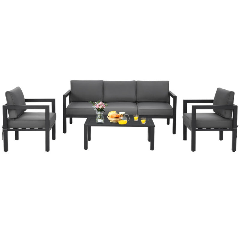 4 Pieces Outdoor Furniture Set for Backyard and Poolside