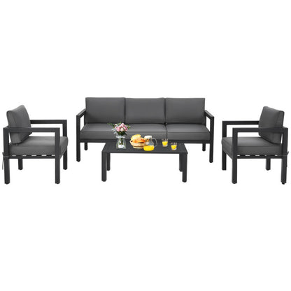 4 Pieces Outdoor Furniture Set for Backyard and Poolside