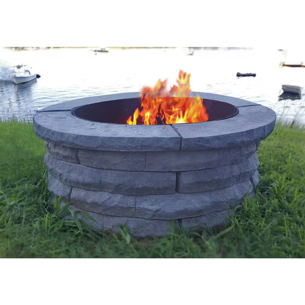 Ledgestone 47 In. X 18 In. round Concrete Wood Fuel Fire Pit Ring Kit Gray
