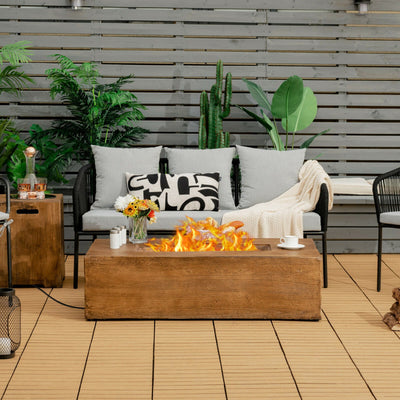 48 X 27 Inch Outdoor Gas Fire Pit Table 50,000 BTU with Lava Rocks and Cover