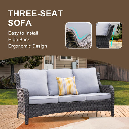 5 -Piece Wicker Patio Conversation Set with Gray Cushions Included