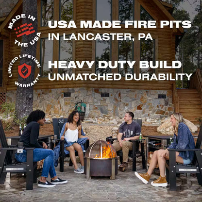 X-Series 24-Smokeless Fire Pit - Heavy-Gauge Steel Material - Compatible with Cooking and Grilling - Corten Steel