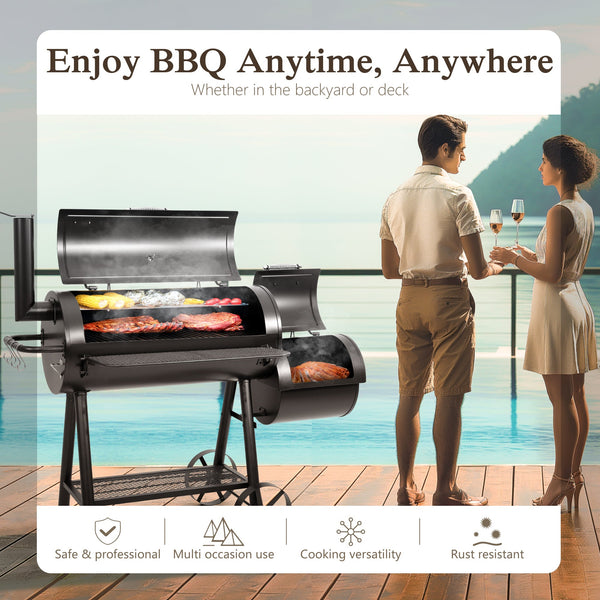 Heavy Duty BBQ Charcoal Grill with Smoker Overlarge 941 Sq.In. Cooking Area