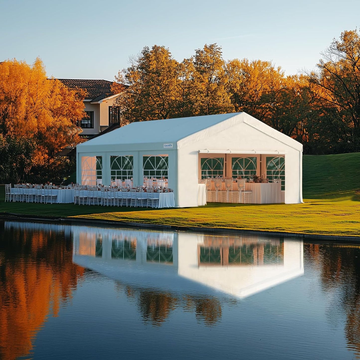 20X20Ft Heavy Duty Party Tent with Church Windows, Outdoor Event Shelter Tent for Parties, Wedding, Carport, Canopy, BBQ