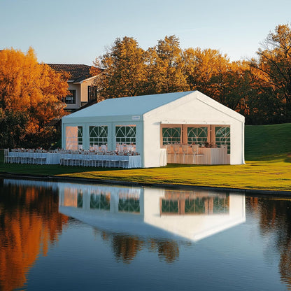20X20Ft Heavy Duty Party Tent with Church Windows, Outdoor Event Shelter Tent for Parties, Wedding, Carport, Canopy, BBQ