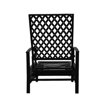 Black Metal Outdoor Recliner with Aqua Cushions for Outdoor Reading, Sunbathing or Relaxation