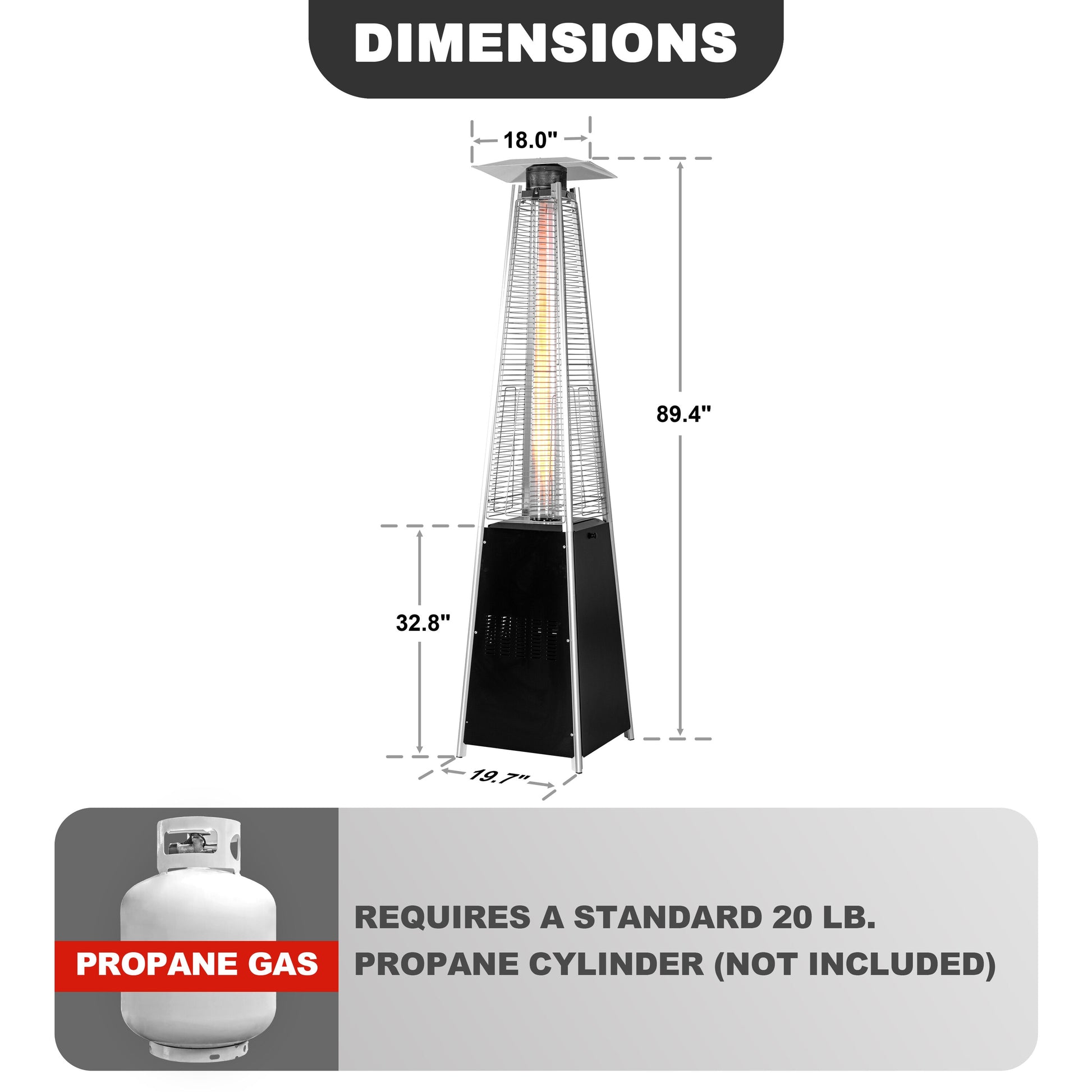 48000 -BTU Black Steel Floorstanding Liquid Propane Patio Heater