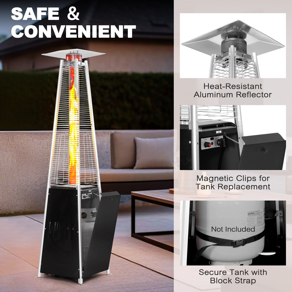 48000 -BTU Black Steel Floorstanding Liquid Propane Patio Heater