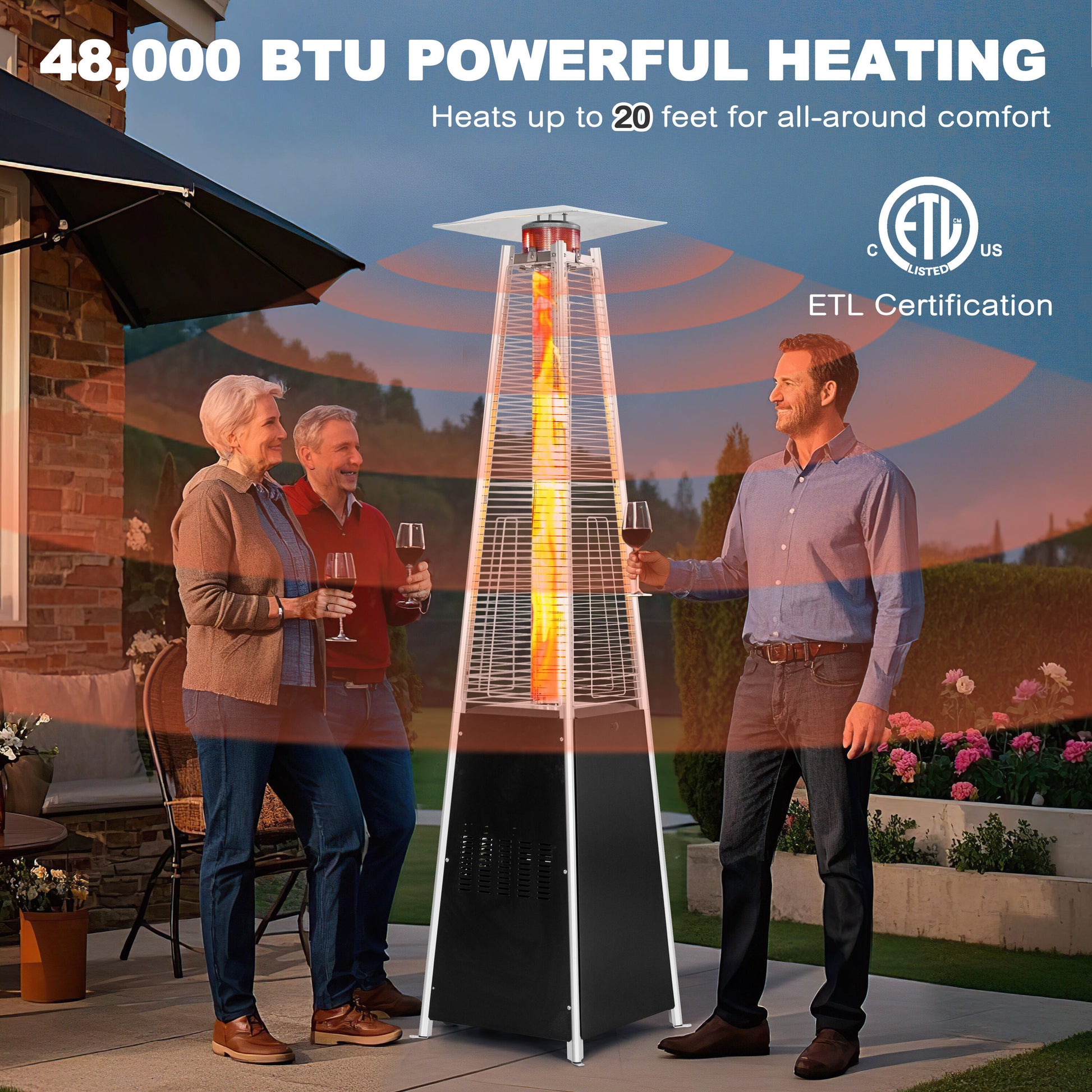 48000 -BTU Black Steel Floorstanding Liquid Propane Patio Heater