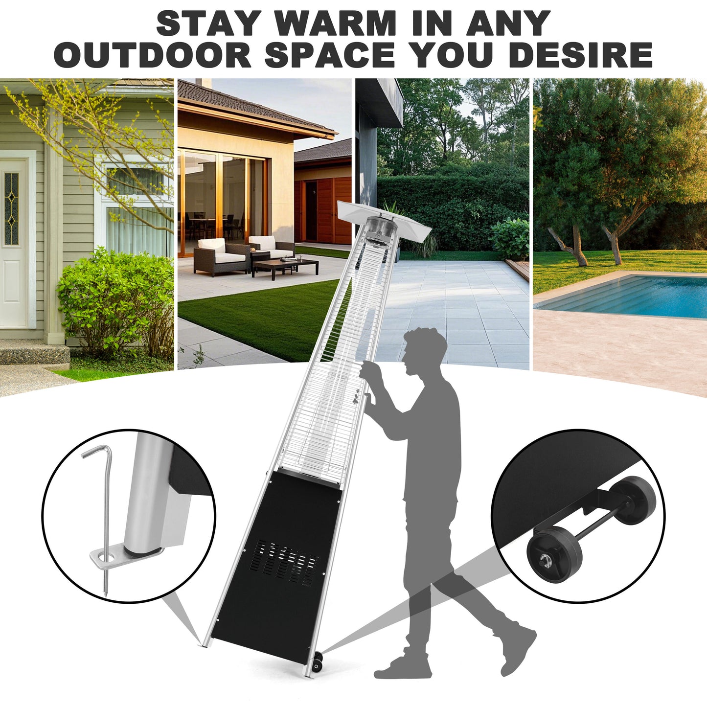 48000 -BTU Black Steel Floorstanding Liquid Propane Patio Heater