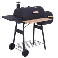 BBQ Grill Outsunny 48" Steel Portable Backyard Charcoal BBQ Grill and Offset Smoker Combo with Wheels,Portable Grill