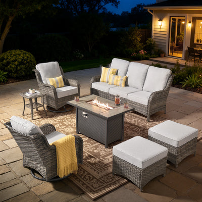 7 -Piece Wicker Patio Conversation Set with Cushions Included