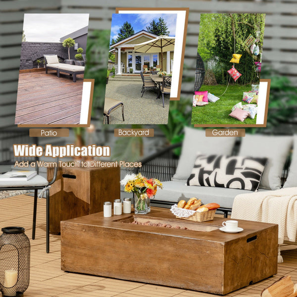 48 X 27 Inch Outdoor Gas Fire Pit Table 50,000 BTU with Lava Rocks and Cover