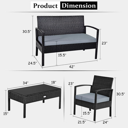 8PCS Patio Rattan Furniture Set Garden Deck