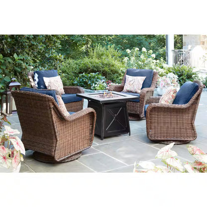 Crossridge 30.00 In. W 50000 BTU Coating Steel Propane Outdoor Fire Pit Table with Lava Rocks and Screen