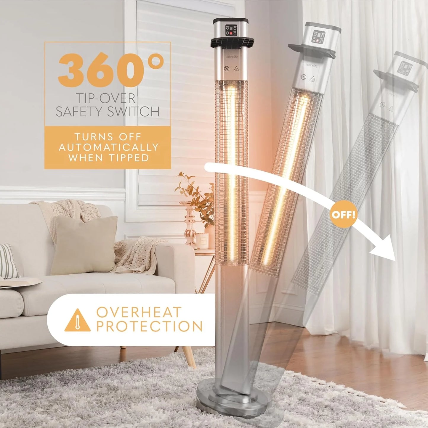 Infrared Patio Heater, Electric Patio Heater for Indoor/Outdoor Use, 1500 W (Silver)