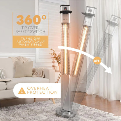 Infrared Patio Heater, Electric Patio Heater for Indoor/Outdoor Use, 1500 W (Silver)