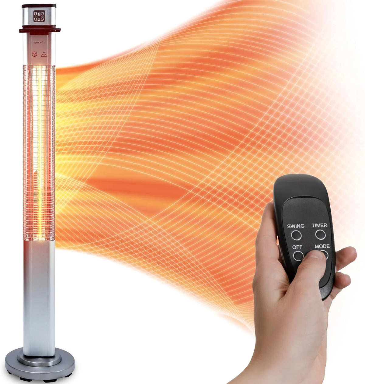 Infrared Patio Heater, Electric Patio Heater for Indoor/Outdoor Use, 1500 W (Silver)