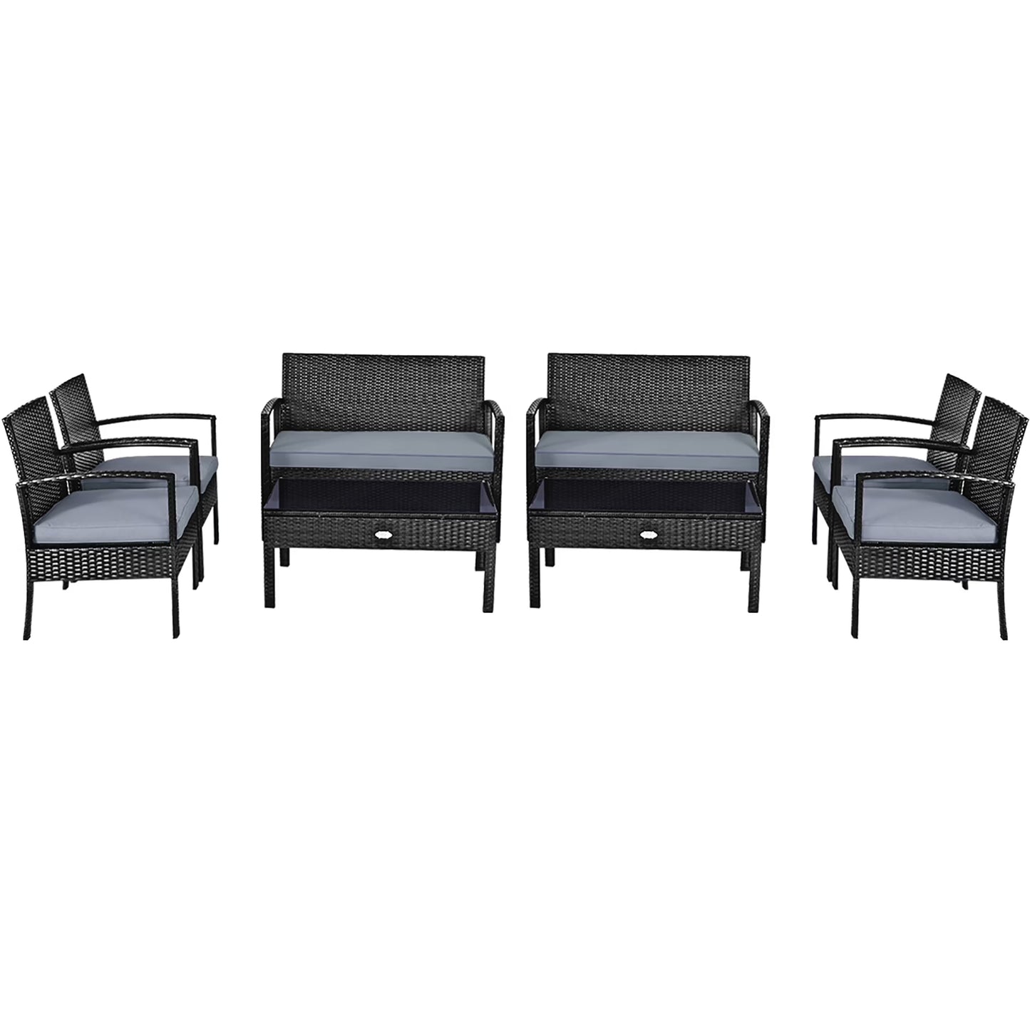 8PCS Patio Rattan Furniture Set Garden Deck