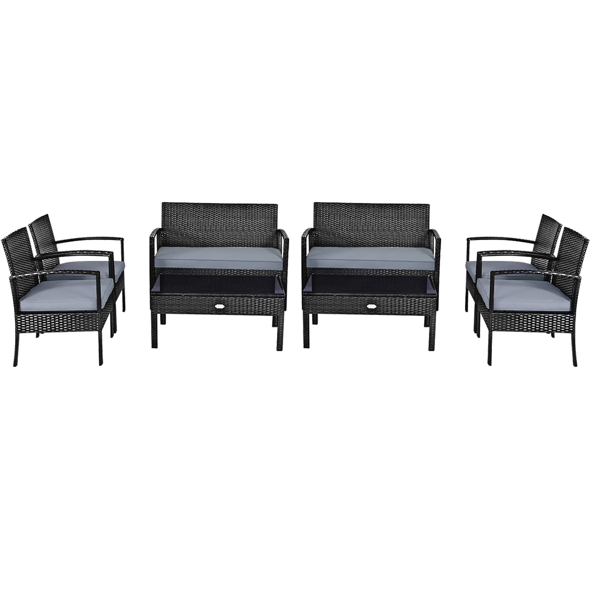 8PCS Patio Rattan Furniture Set Garden Deck