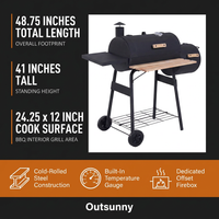 BBQ Grill Outsunny 48" Steel Portable Backyard Charcoal BBQ Grill and Offset Smoker Combo with Wheels,Portable Grill — Results & Stats