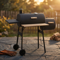 BBQ Grill Outsunny 48" Steel Portable Backyard Charcoal BBQ Grill and Offset Smoker Combo with Wheels,Portable Grill — Studio Shot