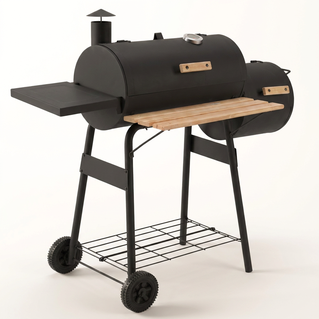 BBQ Grill Outsunny 48" Steel Portable Backyard Charcoal BBQ Grill and Offset Smoker Combo with Wheels,Portable Grill — Studio Shot