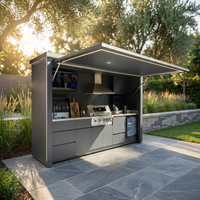Customized Multi Functional Outdoor Kitchen BBQ Pod with Shelter Moisture Resistant Stainless Steel Outdoor Kitchen Patio Shed — Studio Shot