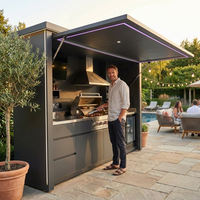 Customized Multi Functional Outdoor Kitchen BBQ Pod with Shelter Moisture Resistant Stainless Steel Outdoor Kitchen Patio Shed — Lifestyle