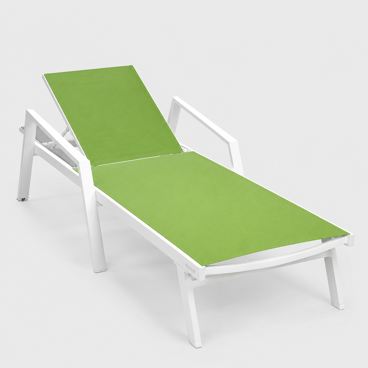 Marlin Patio Chaise Lounge Aluminum White Arms Two Piece