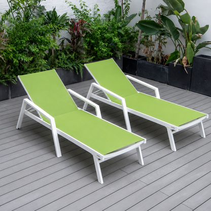Marlin Patio Chaise Lounge Aluminum White Arms Two Piece