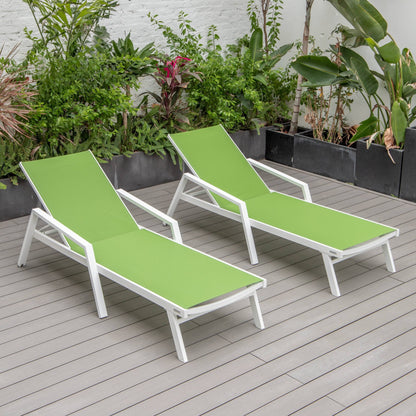 Marlin Patio Chaise Lounge Aluminum White Arms Set of 2 Dark Gray