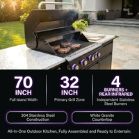 Outdoor Kitchen Island Built for Premium Entertaining, 70" Black Stainless Steel, 32" Grill, Built-In Fridge — Results & Stats