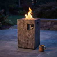 Outdoor Propane Fire Pit, 30000 BTU Column Propane Fire Pit, Wood-Look Surface — Studio Shot