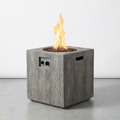 Outdoor Propane Fire Pit Built for Patios, 30000 BTU Column Design, Wood-Look Surface, Electronic Ignition