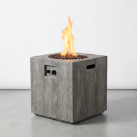 Outdoor Propane Fire Pit, 30000 BTU Column Propane Fire Pit, Wood-Look Surface — Studio Shot