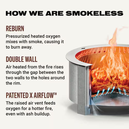 X-Series 24-Smokeless Fire Pit - Heavy-Gauge Steel Material - Compatible with Cooking and Grilling - Corten Steel
