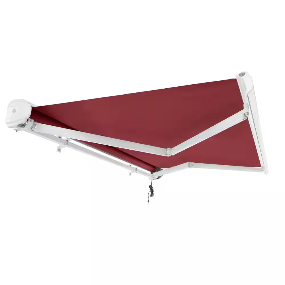 18 Ft. Key West Right Motorized Retractable Awning 216 In. W X 9.38 In. H X 120 In. D Acrylic Fabric in Burgundy