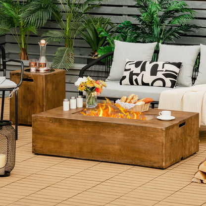 48 X 27 Inch Outdoor Gas Fire Pit Table 50,000 BTU with Lava Rocks and Cover