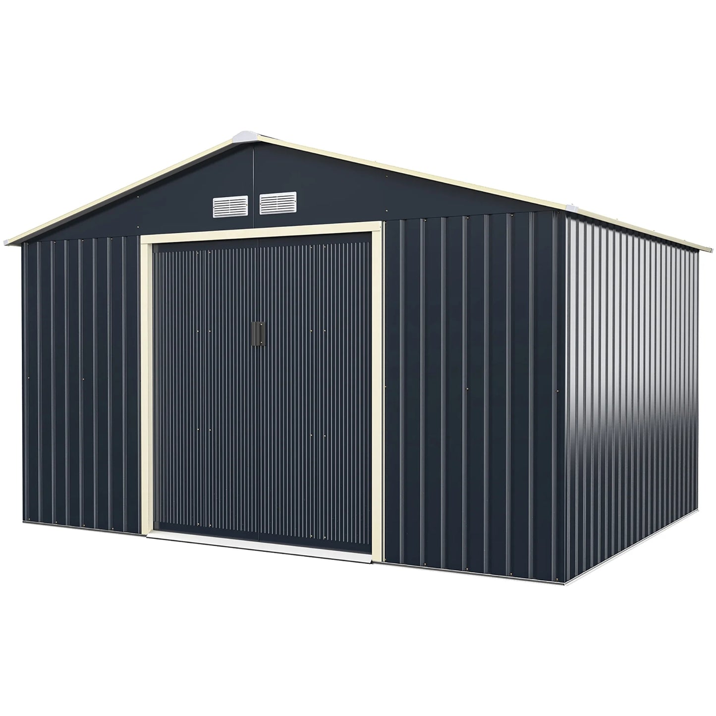 Metal Storage Shed for Garden and Tools W/Sliding Double Lockable Doors