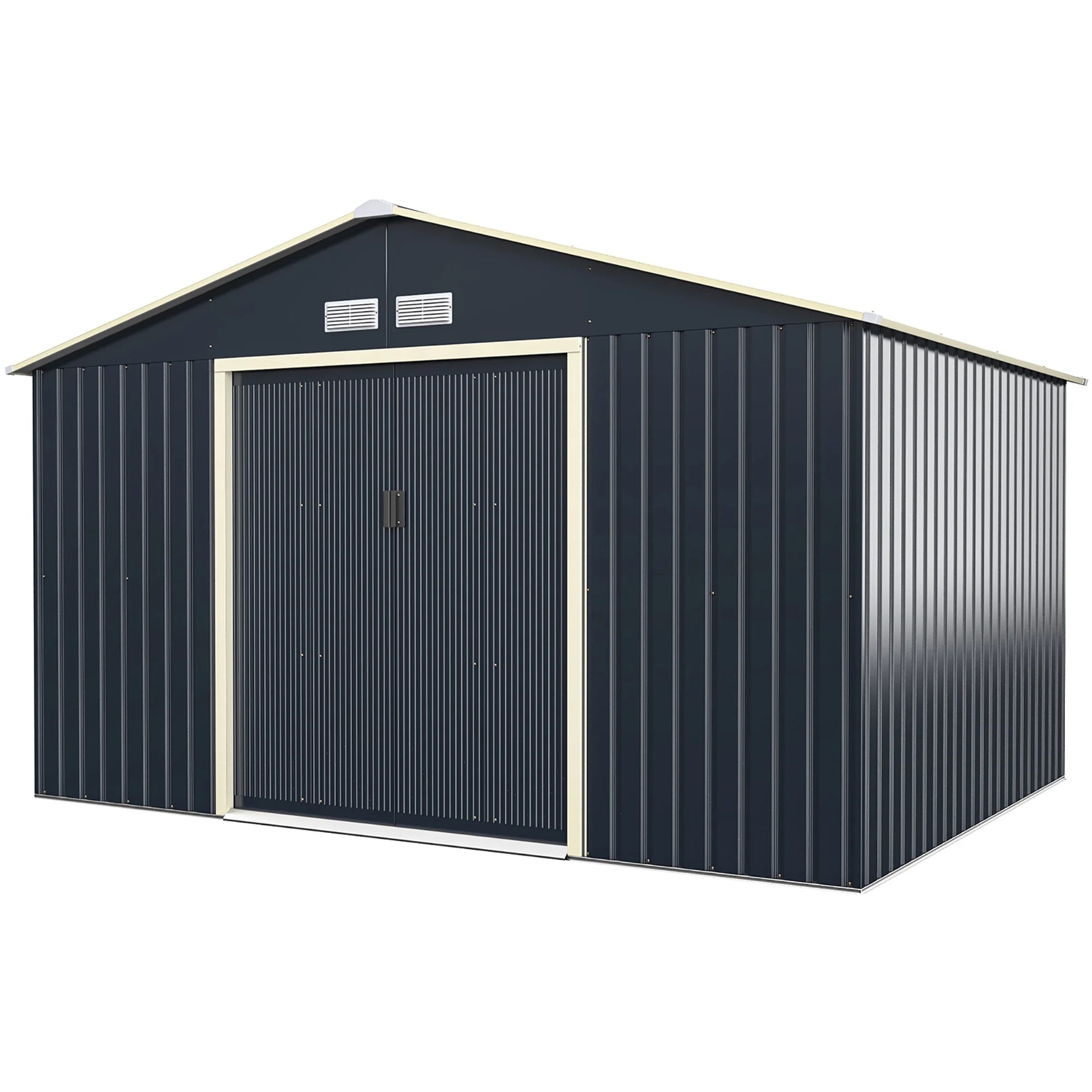 Metal Storage Shed for Garden and Tools W/Sliding Double Lockable Doors