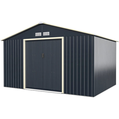 Metal Storage Shed for Garden and Tools W/Sliding Double Lockable Doors