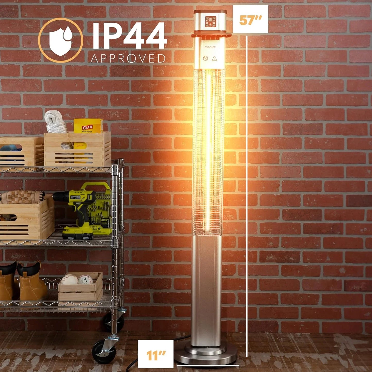 Infrared Patio Heater, Electric Patio Heater for Indoor/Outdoor Use, 1500 W (Silver)