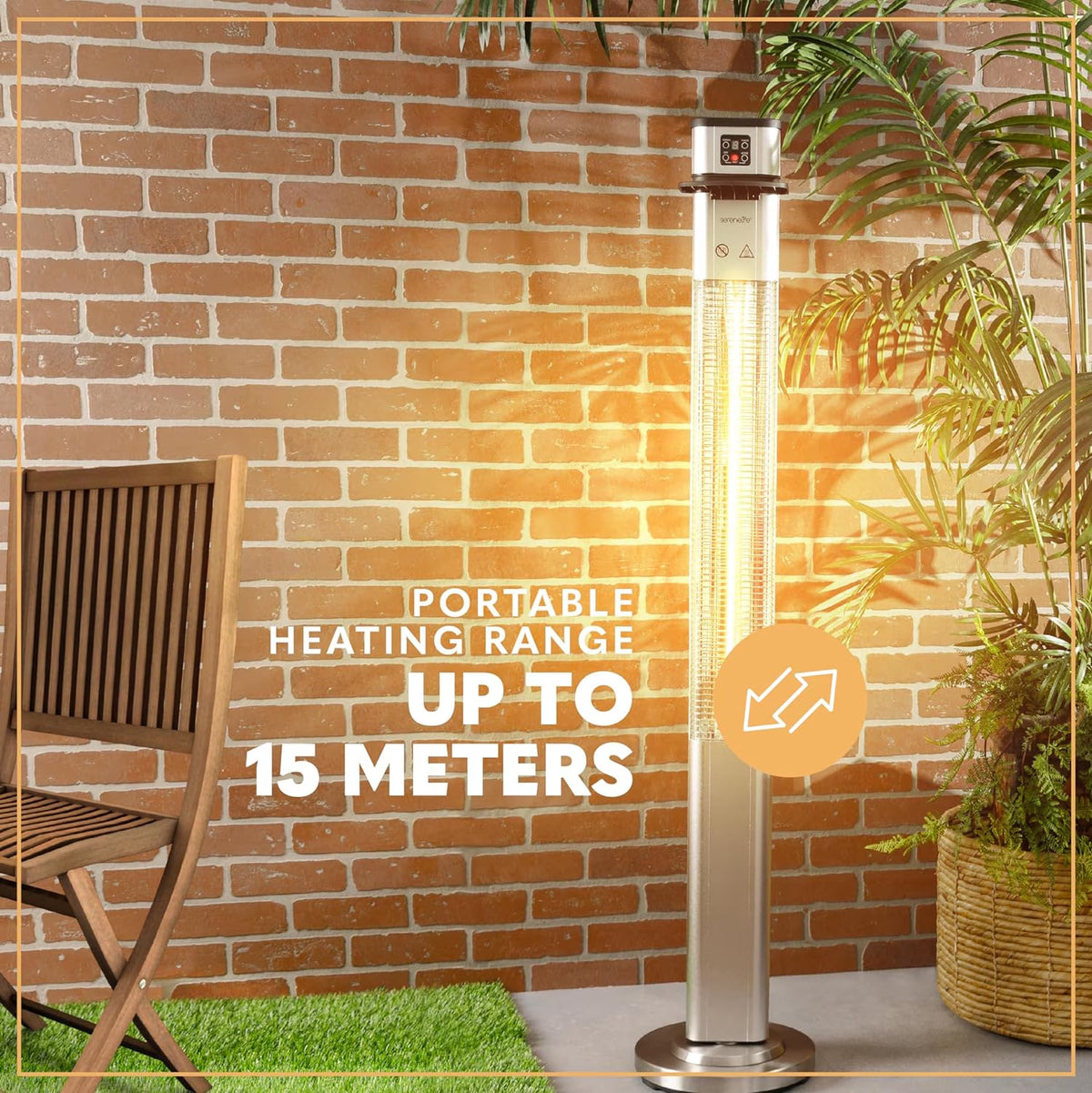 Infrared Patio Heater, Electric Patio Heater for Indoor/Outdoor Use, 1500 W (Silver)