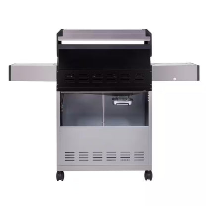 Denali 4-Burner Propane Gas Grill in Stainless with Clearview Lid, 3-Phase LED Controls and Side Burner