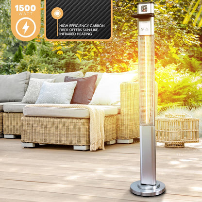 Infrared Patio Heater, Electric Patio Heater for Indoor/Outdoor Use, 1500 W (Silver)