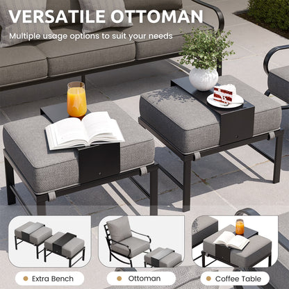 Aluminum Patio Furniture,Outdoor Metal Sectional Sofa with Table and Waterproof Covers,White Modern Patio Furniture Set for Garden Backyard