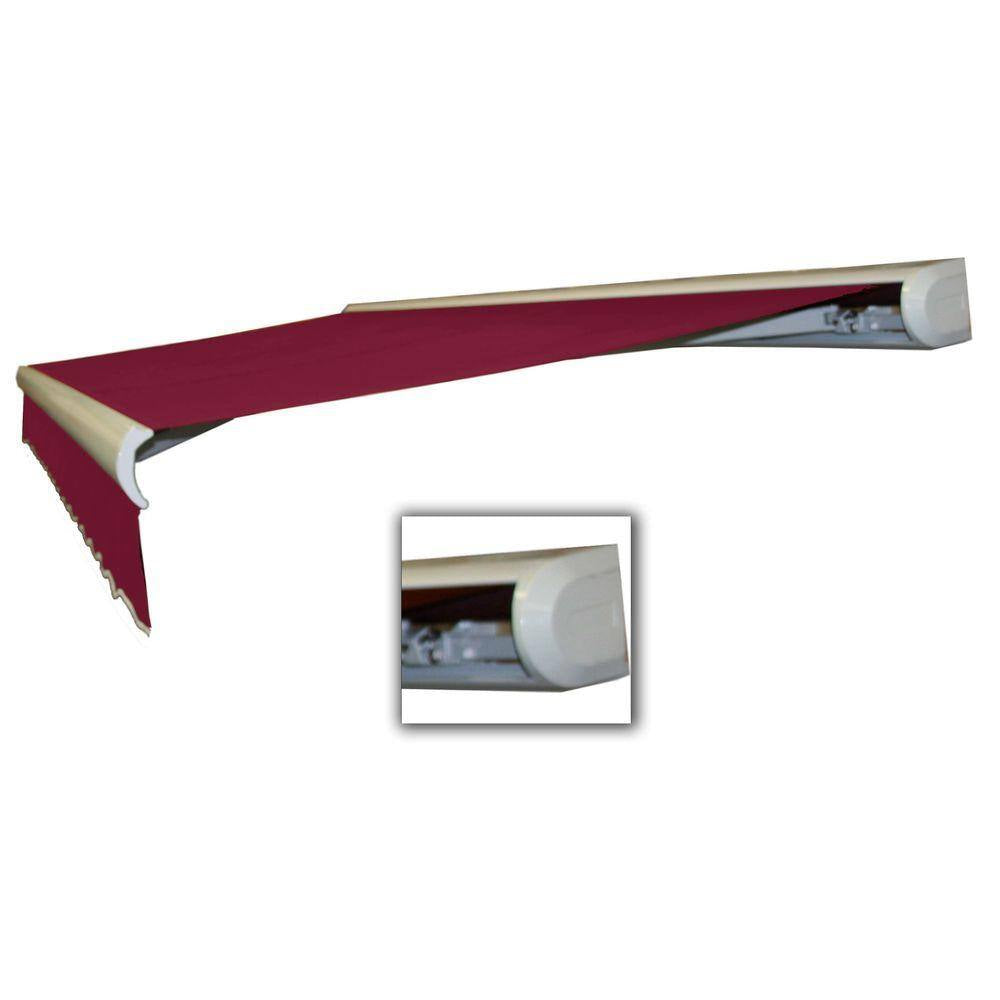 18 Ft. Key West Right Motorized Retractable Awning 216 In. W X 9.38 In. H X 120 In. D Acrylic Fabric in Burgundy