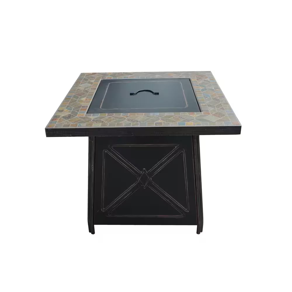 Crossridge 30.00 In. W 50000 BTU Coating Steel Propane Outdoor Fire Pit Table with Lava Rocks and Screen